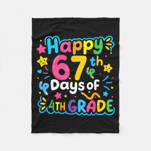 Happy 67th Day Of 4th Grade School Meme 67 Kids Te フリースブランケット (正面)
