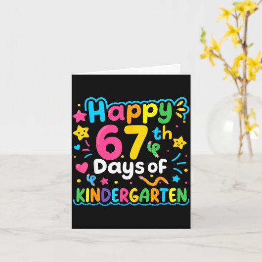Happy 67th Day Of Kindergarten School Meme 67 Kids カード (黄色い花)