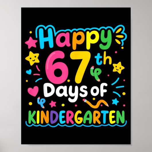 Happy 67th Day Of Kindergarten School Meme 67 Kids ポスター (正面)