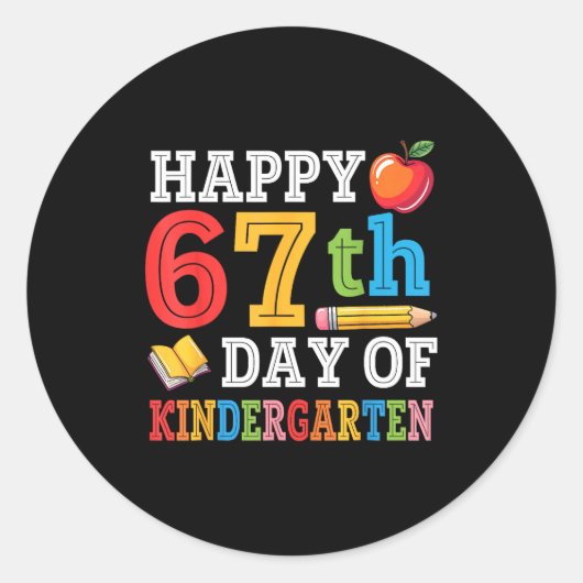 Happy 67th Day Of Kindergarten Teacher Student 67  ラウンドシール (正面)