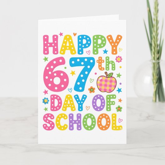 Happy 67th Day of School Colorful Teacher Polka カード (正面)