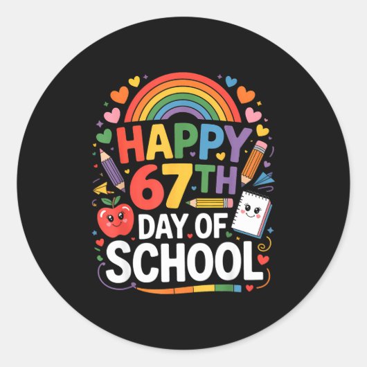 Happy 67th Day Of School Meme 67 Days Of School Ra ラウンドシール (正面)