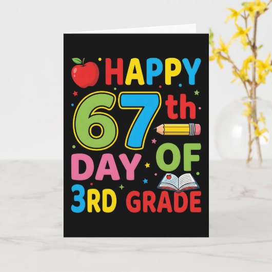 Happy 67th Day of School Teacher Cute Classroom カード (黄色い花)