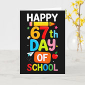 Happy 67th Day Of School Teacher Kids Six Seven 6  カード (黄色い花)
