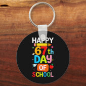 Happy 67th Day Of School Teacher Kids Six Seven 6  キーホルダー (正面)