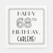 HAPPY 68th誕生日;アールデコスタイル;名前をカスタムする スタンダードランチョンナプキン (正面)
