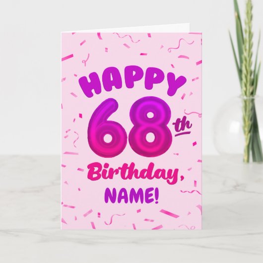 Happy 68th Birthday Card with Custom Name カード (正面)