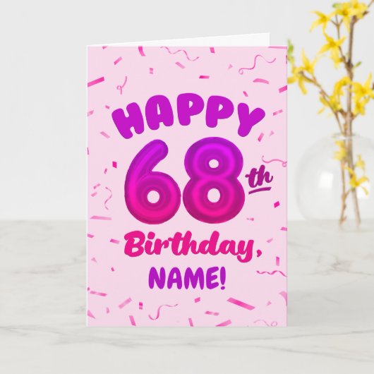 Happy 68th Birthday Card with Custom Name カード (黄色い花)