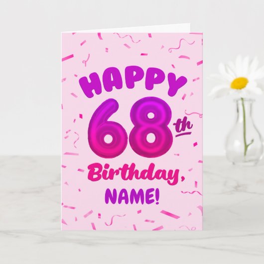Happy 68th Birthday Card with Custom Name カード (小さな植物)