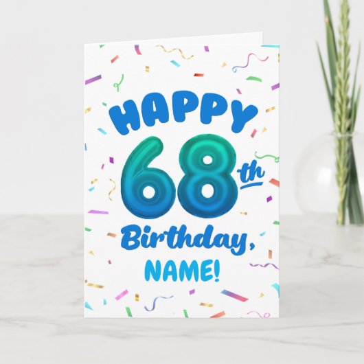 Happy 68th Birthday Card with Custom Name カード (正面)