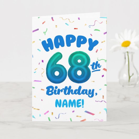 Happy 68th Birthday Card with Custom Name カード (小さな植物)