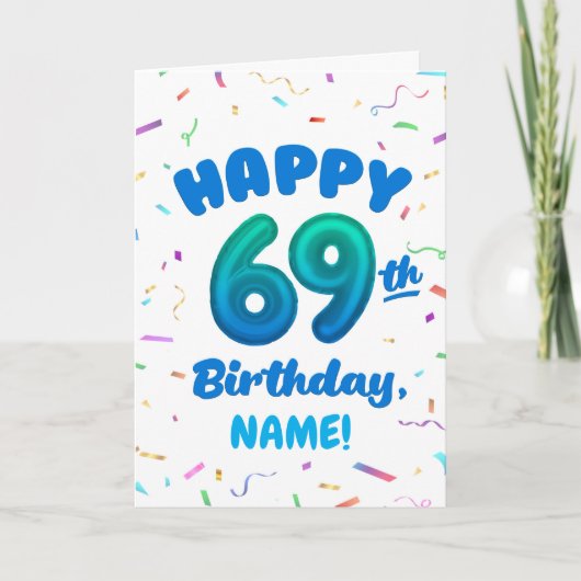 Happy 69th Birthday Card with Custom Name カード (正面)