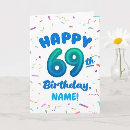 Happy 69th Birthday Card with Custom Name カード (小さな植物)