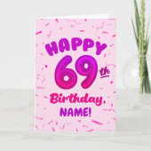 Happy 69th Birthday Card with Custom Name カード (正面)