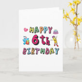 Happy 6th Birthday 6 year old b-day surprise カード (黄色い花)