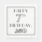 HAPPY 7誕生日;アールデコスタイル;名前をカスタムする スタンダードランチョンナプキン (正面)