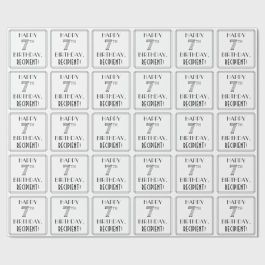 HAPPY 7誕生日;アールデコスタイル;名前をカスタムする ラッピングペーパー (フラット)