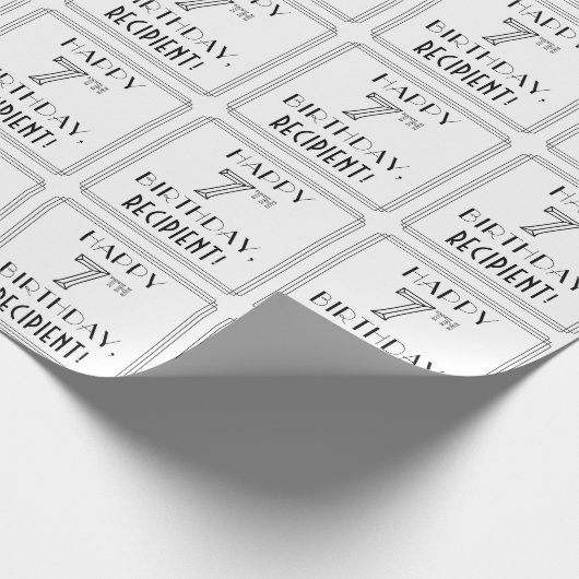 HAPPY 7誕生日;アールデコスタイル;名前をカスタムする ラッピングペーパー (角)