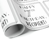 HAPPY 7誕生日;アールデコスタイル;名前をカスタムする ラッピングペーパー (ロールコーナー)