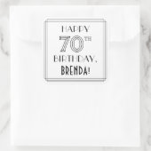 HAPPY 70TH誕生日、アールデコスタイル、名前をカスタムする スクエアシール (バッグ)