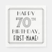 HAPPY 70th誕生日;アールデコスタイル;名前をカスタムする スタンダードランチョンナプキン (正面)