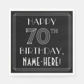 HAPPY 70th誕生日;アールデコスタイル;名前をカスタムする スタンダードランチョンナプキン (正面)