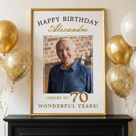 Happy 70th Birthday Personalized Photo Party Sign ポスター