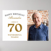 Happy 70th Birthday Personalized Photo Party Sign ポスター (正面)