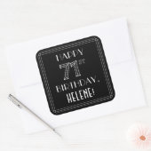 HAPPY 71st誕生日、アールデコスタイル、名前をカスタムする スクエアシール (封筒)