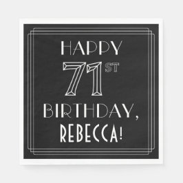 HAPPY 71st誕生日、アールデコスタイル、名前をカスタムする スタンダードランチョンナプキン