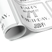 HAPPY 71st誕生日、アールデコスタイル、名前をカスタムする ラッピングペーパー (ロールコーナー)