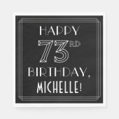 HAPPY 73rd誕生日、アールデコスタイル、名前をカスタムする スタンダードランチョンナプキン (正面)