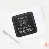 HAPPY 74th誕生日;アールデコスタイル;名前をカスタムする スクエアシール (封筒)