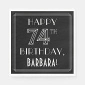 HAPPY 74th誕生日;アールデコスタイル;名前をカスタムする スタンダードランチョンナプキン (正面)