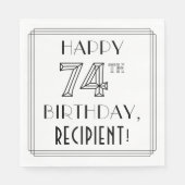 HAPPY 74th誕生日;アールデコスタイル;名前をカスタムする スタンダードランチョンナプキン (正面)