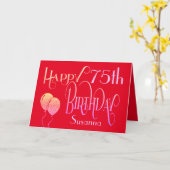 Happy 75誕生日スタイリッシュスクリプト名Red カード (黄色い花)