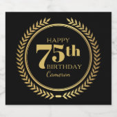 Happy 75th誕生日と任意の名前 スパークリングワインラベル (シングルラベル)