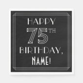 HAPPY 75th誕生日;アールデコスタイル;名前をカスタムする スタンダードランチョンナプキン (正面)