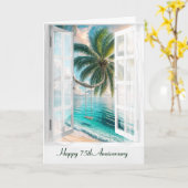 Happy 75th Anniversary Tropical Window カード (黄色い花)