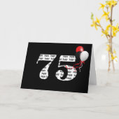 Happy 75th Birthday On Black With Balloons カード (黄色い花)