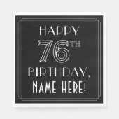 HAPPY 76th誕生日;アールデコスタイル;名前をカスタムする スタンダードランチョンナプキン (正面)