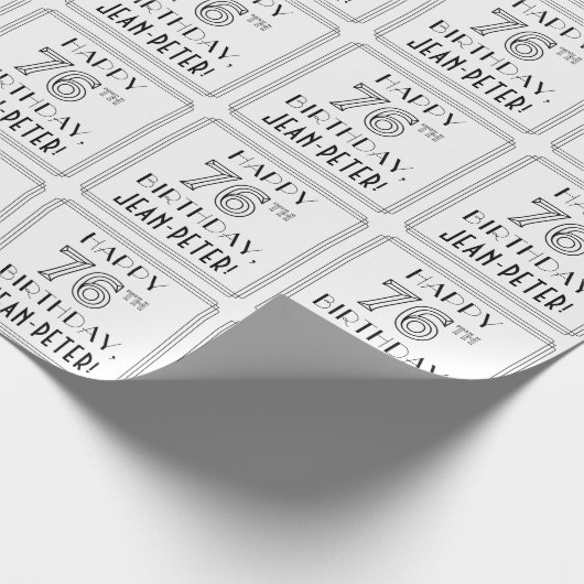 HAPPY 76th誕生日;アールデコスタイル;名前をカスタムする ラッピングペーパー (角)