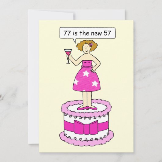 Happy 77th誕生日のために彼女77は新しい57 サンキューカード (正面)