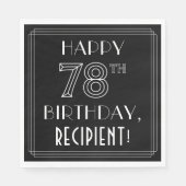 HAPPY 78th誕生日;アールデコスタイル;名前をカスタムする スタンダードランチョンナプキン (正面)