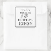 HAPPY 79TH誕生日、アールデコスタイル、名前をカスタムする スクエアシール (バッグ)