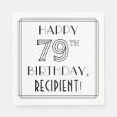HAPPY 79th誕生日;アールデコスタイル;名前をカスタムする スタンダードランチョンナプキン (正面)