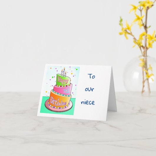 HAPPY **7th**誕生日**NEICE**カード カード (黄色い花)