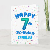 Happy 7th Birthday Card with Custom Name カード (正面)