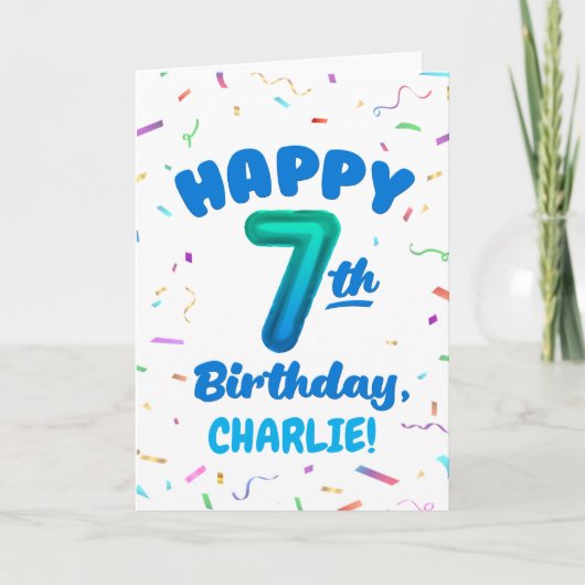 Happy 7th Birthday Card with Custom Name カード (正面)