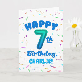 Happy 7th Birthday Card with Custom Name カード